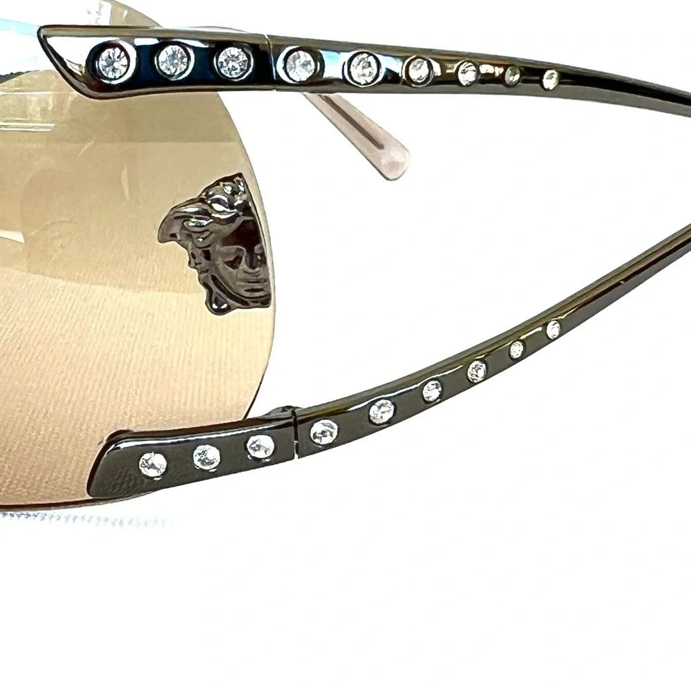 VERSACE MOD N86 1001/13 15931 Diamante Brown Curved Lenses Unisex Sunglasses - Picture 7 of 15